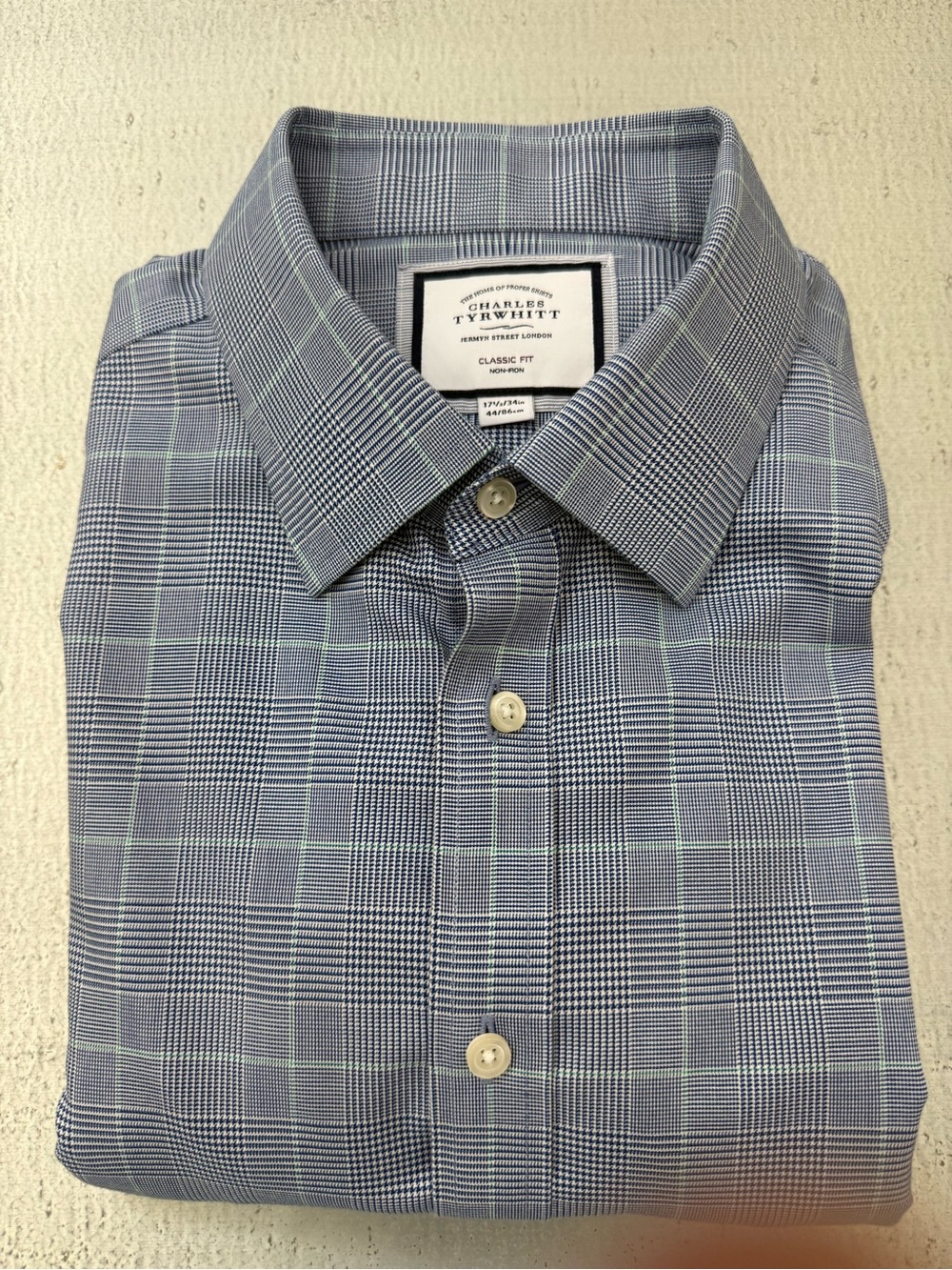 Charles Tyrwhitt Light Blue Glen Plaid Dress Shirt